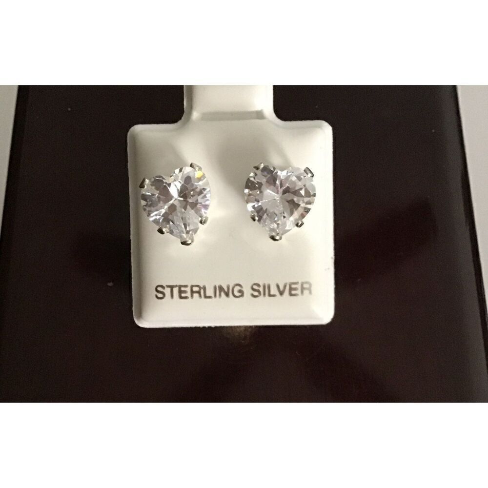 Beautiful 2 Carat Heart Cut Sim Diamond Sterling Silver Stud Earrings